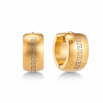 Oorringen – 20mm Grieks Symbool RVS Goudkleur Unisex - Aramat Jewels - Oorringen - cadeautip