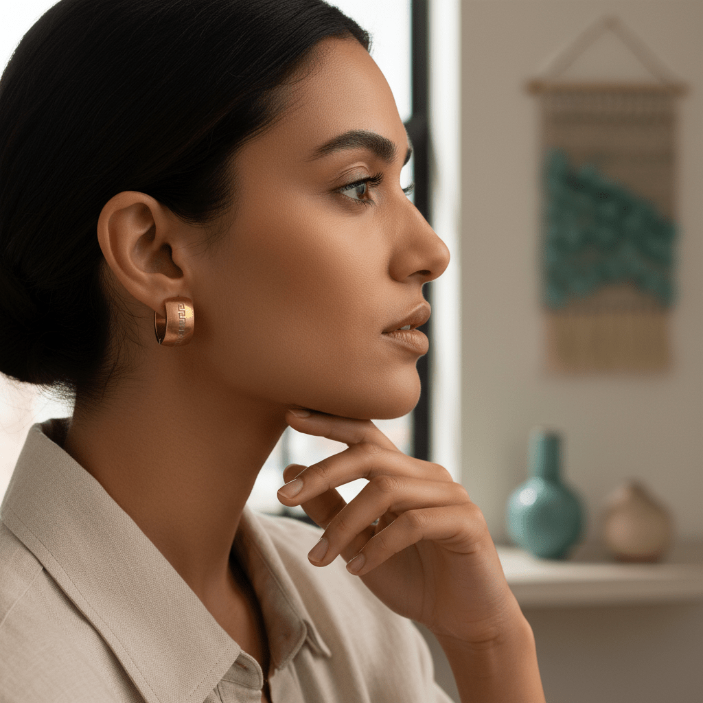 Oorringen – 20mm Grieks Symbool RVS Goudkleur Unisex - Aramat Jewels - Oorringen - cadeautip