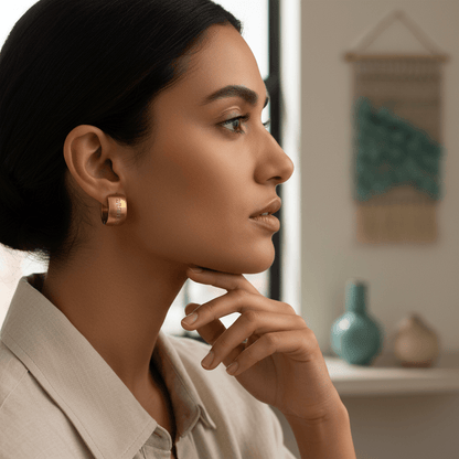 Oorringen – 20mm Grieks Symbool RVS Goudkleur Unisex - Aramat Jewels - Oorringen - cadeautip