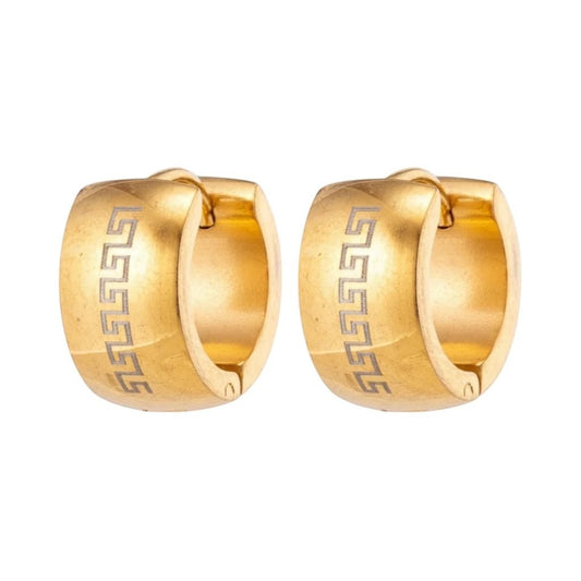 Oorringen – 20mm Grieks Symbool RVS Goudkleur Unisex - Aramat Jewels - Oorringen - cadeautip