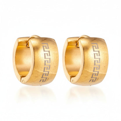 Oorringen – 20mm Grieks Symbool RVS Goudkleur Unisex - Aramat Jewels - Oorringen - cadeautip