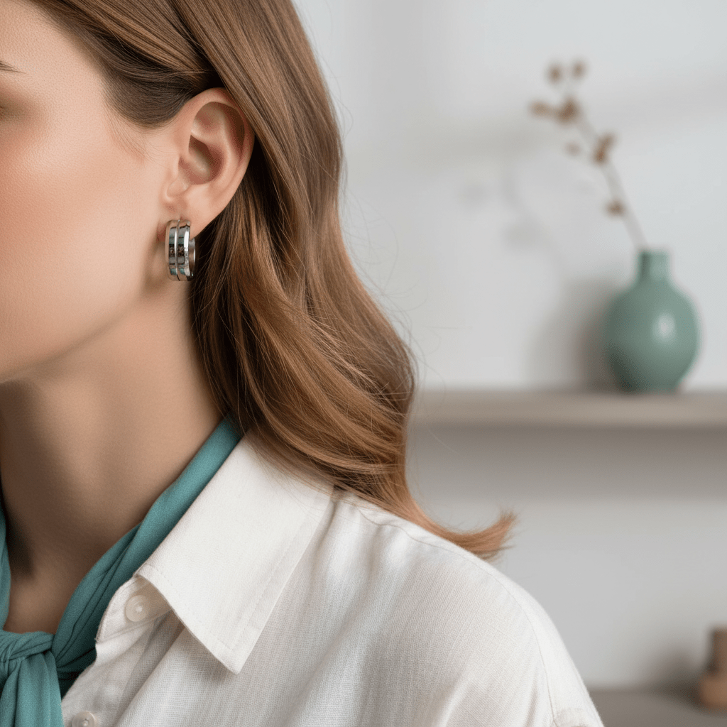 Oorringen – 20mm RVS Met Gleuf Zilverkleur Unisex - Aramat Jewels - Oorringen - cadeautip