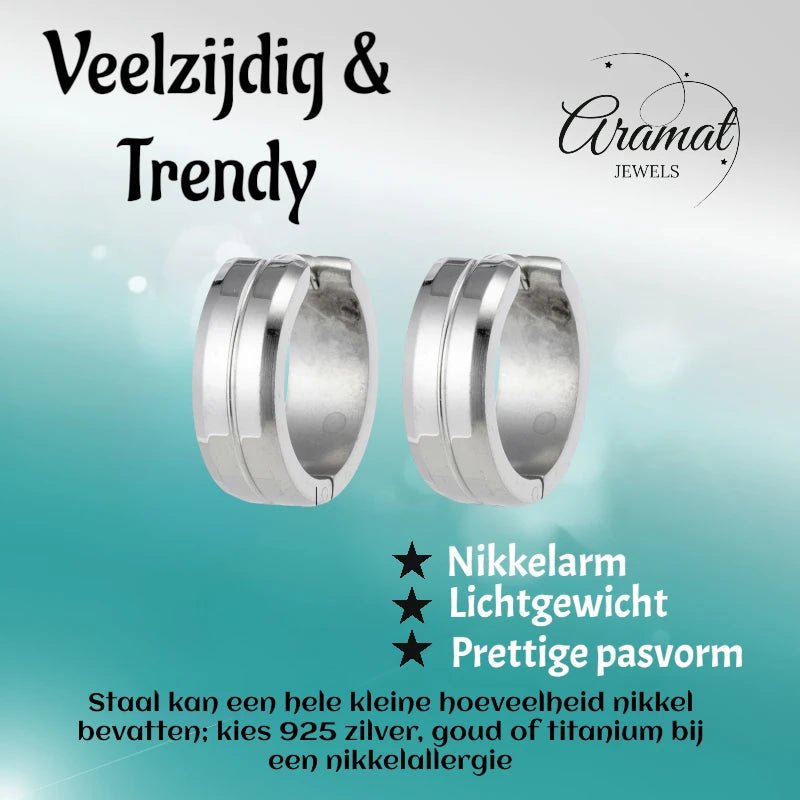 Oorringen – 20mm RVS Met Gleuf Zilverkleur Unisex - Aramat Jewels - Oorringen - cadeautip