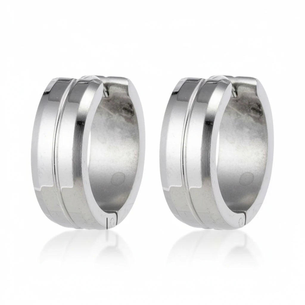 Oorringen – 20mm RVS Met Gleuf Zilverkleur Unisex - Aramat Jewels - Oorringen - cadeautip
