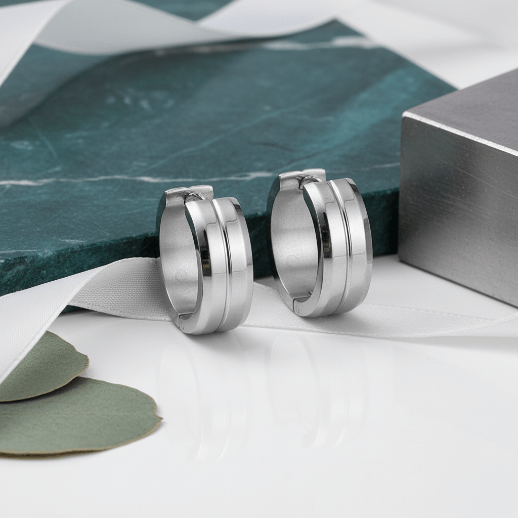 Oorringen – 20mm RVS Met Gleuf Zilverkleur Unisex - Aramat Jewels - Oorringen - cadeautip