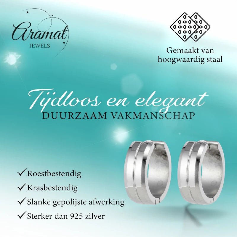 Oorringen – 20mm RVS Met Gleuf Zilverkleur Unisex - Aramat Jewels - Oorringen - cadeautip