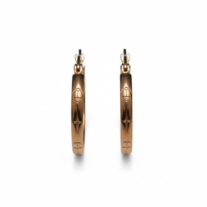 Oorringen – 25mm Creool Anker & Ster Motief RVS Roségoudkleur Dames - Aramat Jewels - Oorbellen - cadeautip