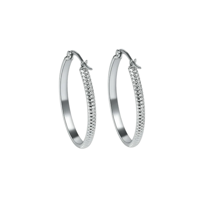 Oorringen – 30mm Creool Puntjes Patroon RVS Zilverkleur Dames - Aramat Jewels - Oorringen - cadeautip