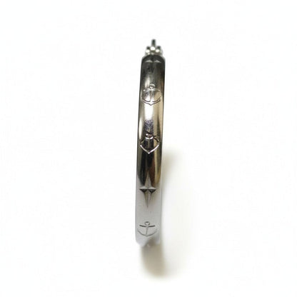Oorringen – 35mm Creool Anker Motief RVS Zilverkleur Dames - Aramat Jewels - Oorringen - cadeautip