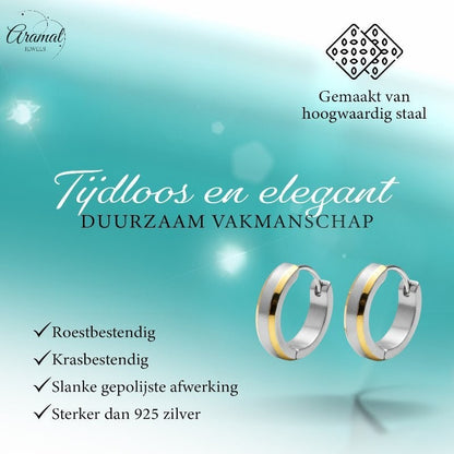 Oorringen – Bicolor RVS met Goudaccent (16mm) - Aramat Jewels - Oorringen - cadeautip