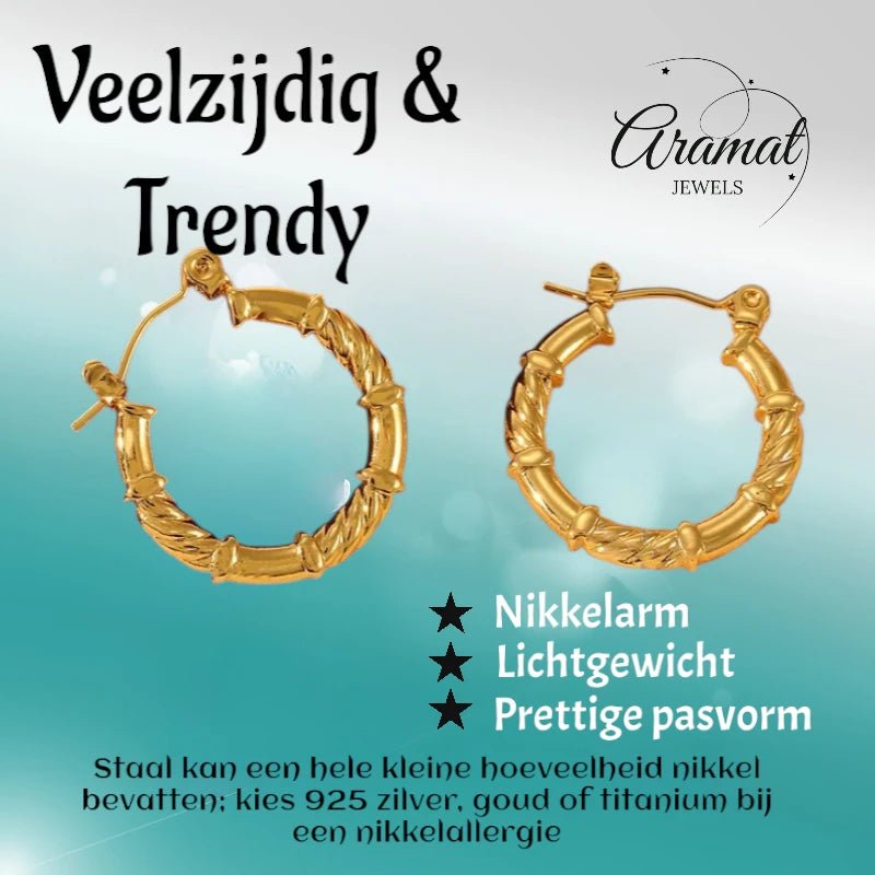 oorringen - gedraaid - glad - goudkleurig - 22mm - oor6404 - 840145 - Oorringen kopen# - 22mm - alles - cadeau