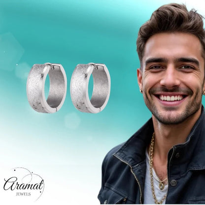 Oorringen – Huggie RVS 20mm Sandblasted Zilverkleur - Aramat Jewels - Oorringen - cadeautip