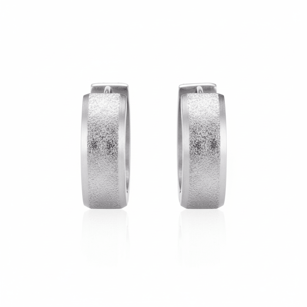 Oorringen – Huggie RVS 20mm Sandblasted Zilverkleur - Aramat Jewels - Oorringen - cadeautip