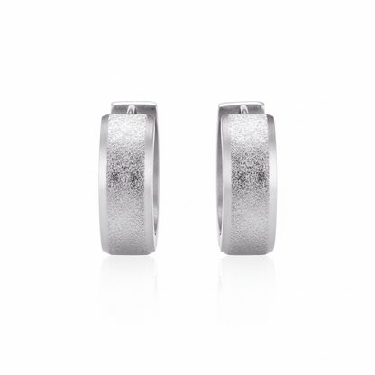 Oorringen – Huggie RVS 20mm Sandblasted Zilverkleur - Aramat Jewels - Oorringen - cadeautip