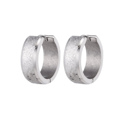 Oorringen – Huggie RVS 20mm Sandblasted Zilverkleur - Aramat Jewels - Oorringen - cadeautip