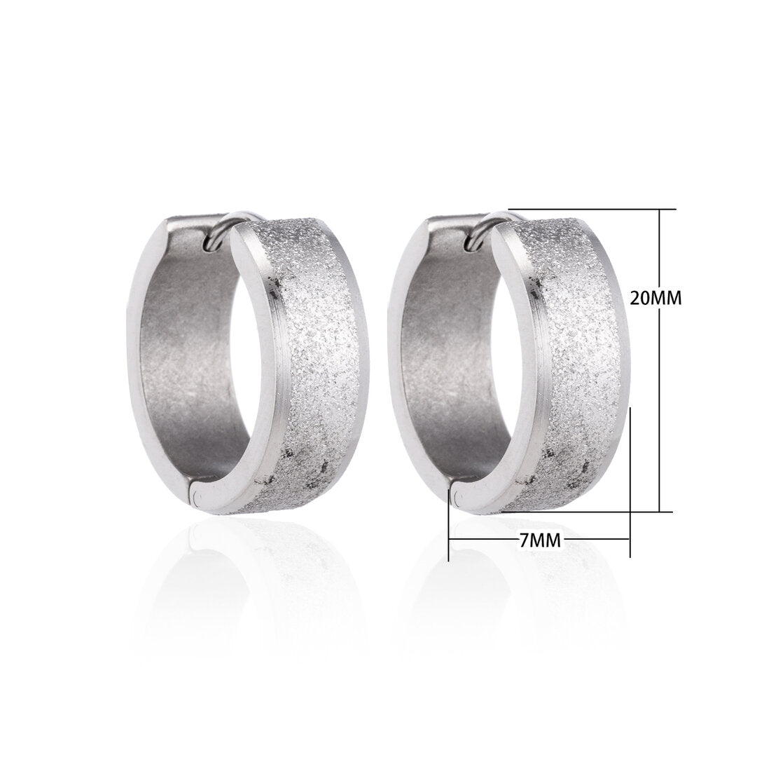 Oorringen – Huggie RVS 20mm Sandblasted Zilverkleur - Aramat Jewels - Oorringen - cadeautip