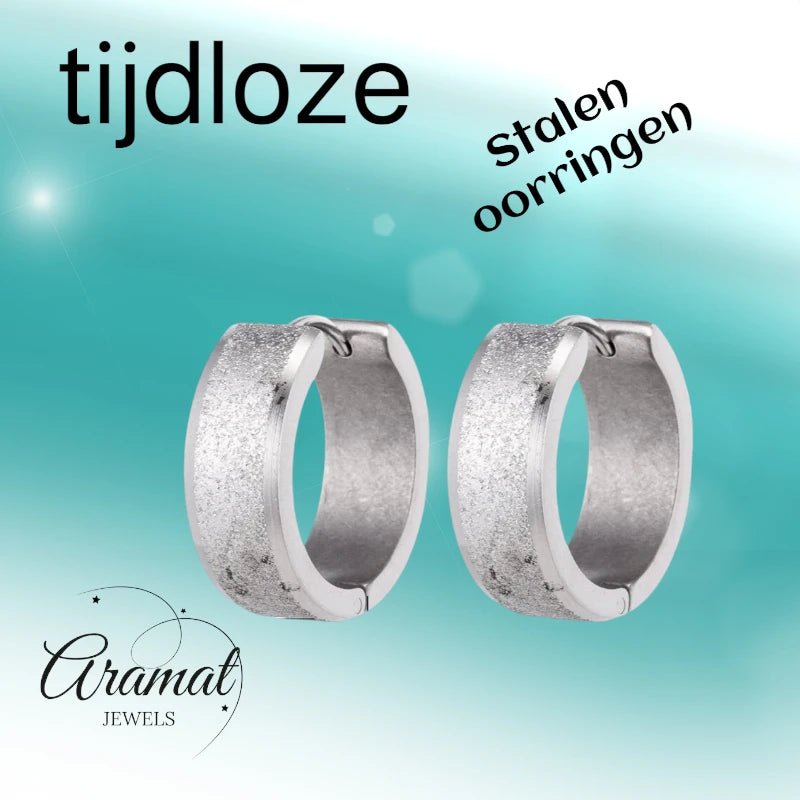 Oorringen – Huggie RVS 20mm Sandblasted Zilverkleur - Aramat Jewels - Oorringen - cadeautip