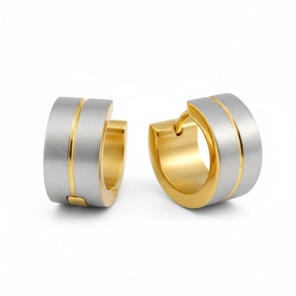 Oorringen – Mat Bicolor RVS Zilver/Goud (13x7mm) - Aramat Jewels - Oorringen - cadeautip
