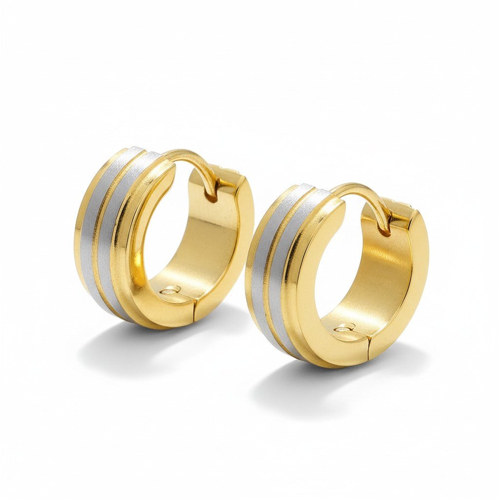 Oorringen – RVS Bicolor Mat Zilver/Goud (13x5mm) - Aramat Jewels - Oorringen - cadeautip