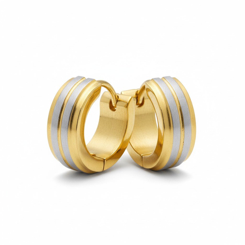 Oorringen – RVS Bicolor Mat Zilver/Goud (13x5mm) - Aramat Jewels - Oorringen - cadeautip