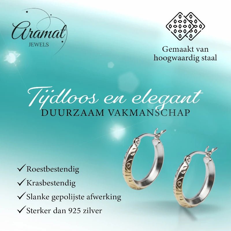 Oorringen – RVS Mat Zilverkleur Fantasie (20mm) - Aramat Jewels - Oorringen - cadeautip