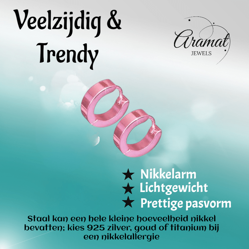 Oorringen – RVS Roze Glans (14mm) - Aramat Jewels - Oorringen - cadeautip