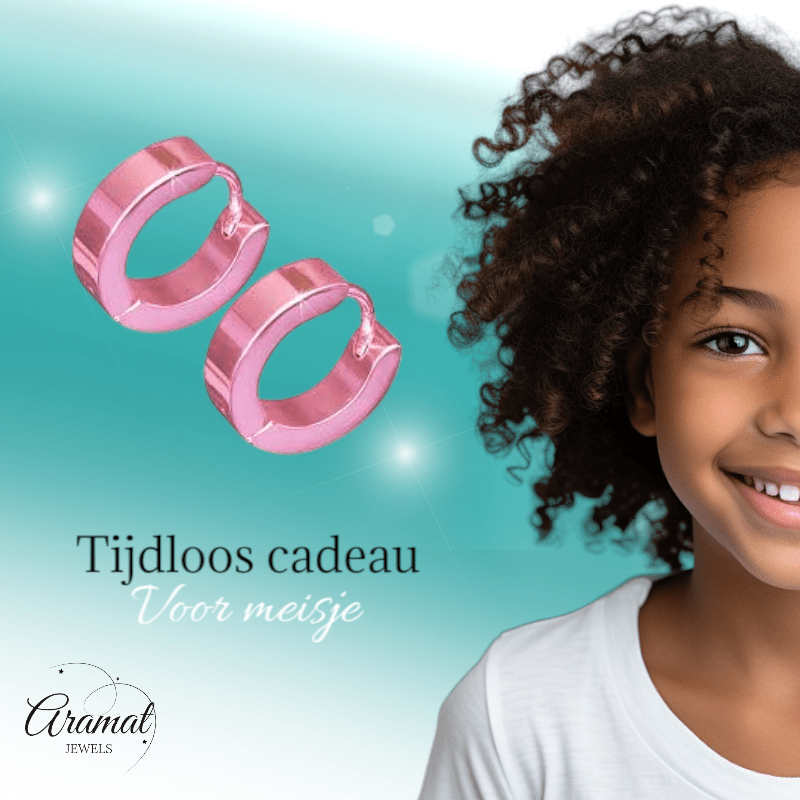 Oorringen – RVS Roze Glans (14mm) - Aramat Jewels - Oorringen - cadeautip