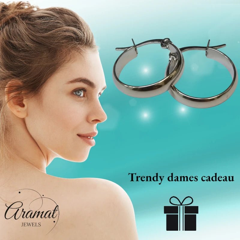 Oorringen – RVS Zilverkleur Glad Glans (20mm) - Aramat Jewels - Oorringen - cadeautip