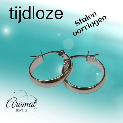 Oorringen – RVS Zilverkleur Glad Glans (20mm) - Aramat Jewels - Oorringen - cadeautip