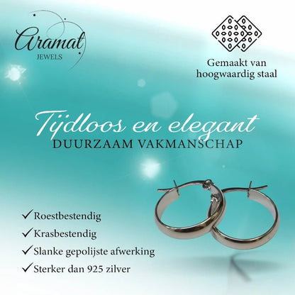 Oorringen – RVS Zilverkleur Glad Glans (20mm) - Aramat Jewels - Oorringen - cadeautip