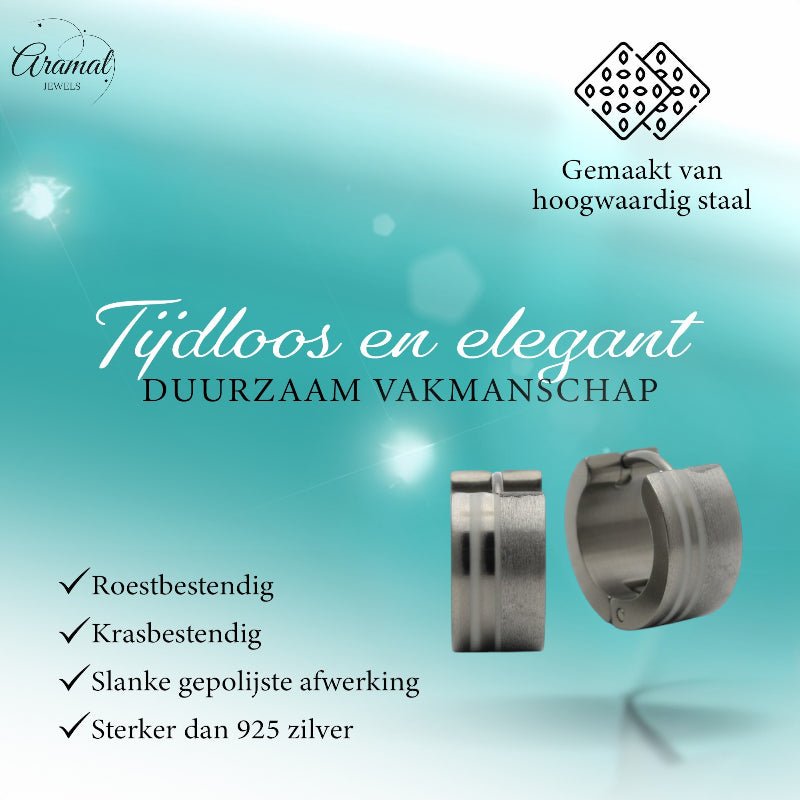 Oorringen – RVS Zilverkleur Sandblasted/Glans (13mm) - Aramat Jewels - Oorringen - cadeautip