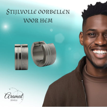 Oorringen – RVS Zilverkleur Sandblasted/Glans (13mm) - Aramat Jewels - Oorringen - cadeautip