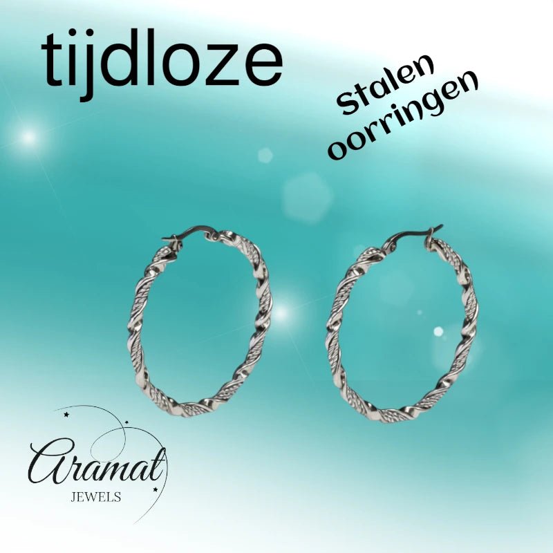 Oorringen – RVS Zilverkleur Twisted Design (30mm of 40mm) - Aramat Jewels - Oorringen - cadeautip