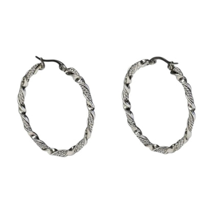 Oorringen – RVS Zilverkleur Twisted Design (30mm of 40mm) - Aramat Jewels - Oorringen - cadeautip