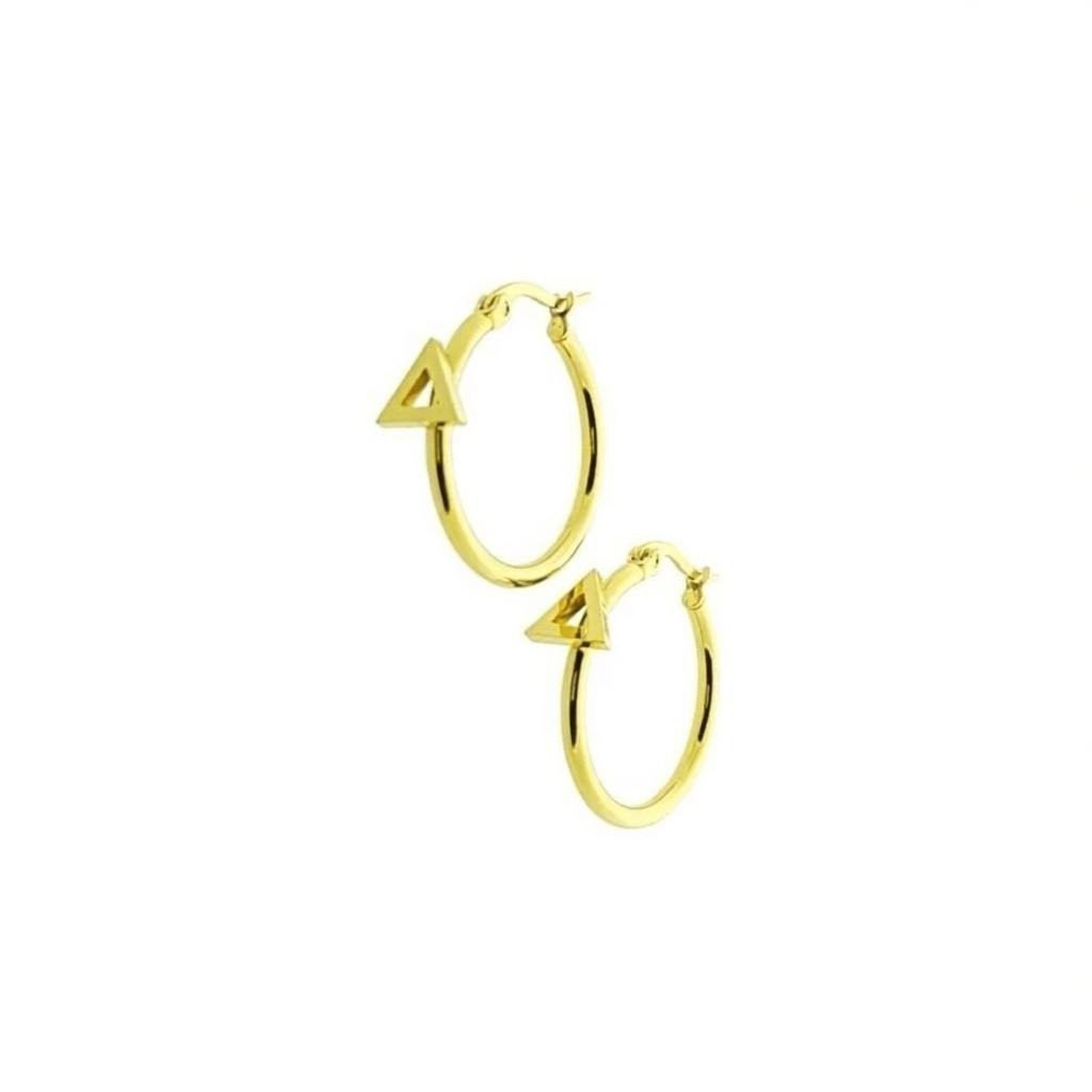Oorringen – Staal Driehoek Goudkleurig (24mm) - Aramat Jewels - Oorringen - cadeautip