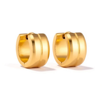 Oorringen – Staal Enkele Streep Goudkleurig (13mm) - Aramat Jewels - Oorringen - cadeautip