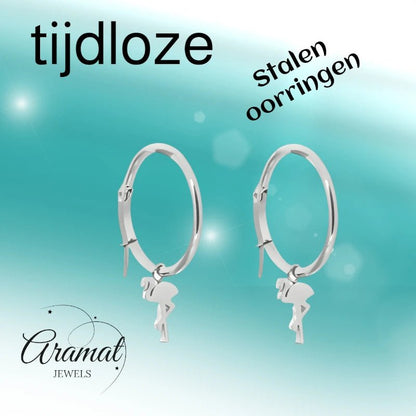 Oorringen – Staal Flamingo Zilverkleur (25mm) - Aramat Jewels - Oorringen - cadeautip