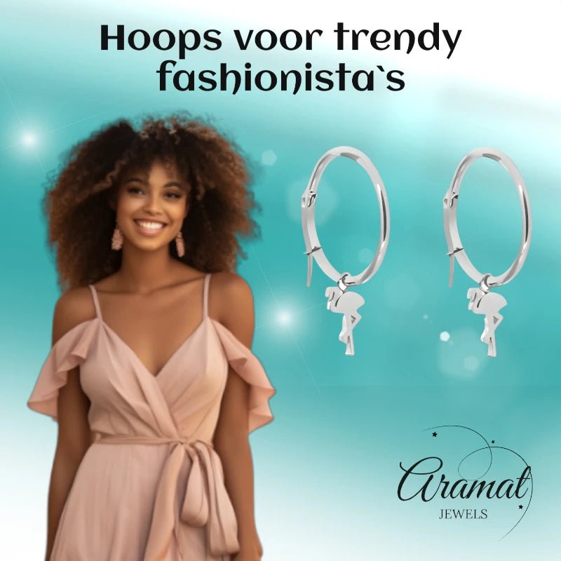 Oorringen – Staal Flamingo Zilverkleur (25mm) - Aramat Jewels - Oorringen - cadeautip