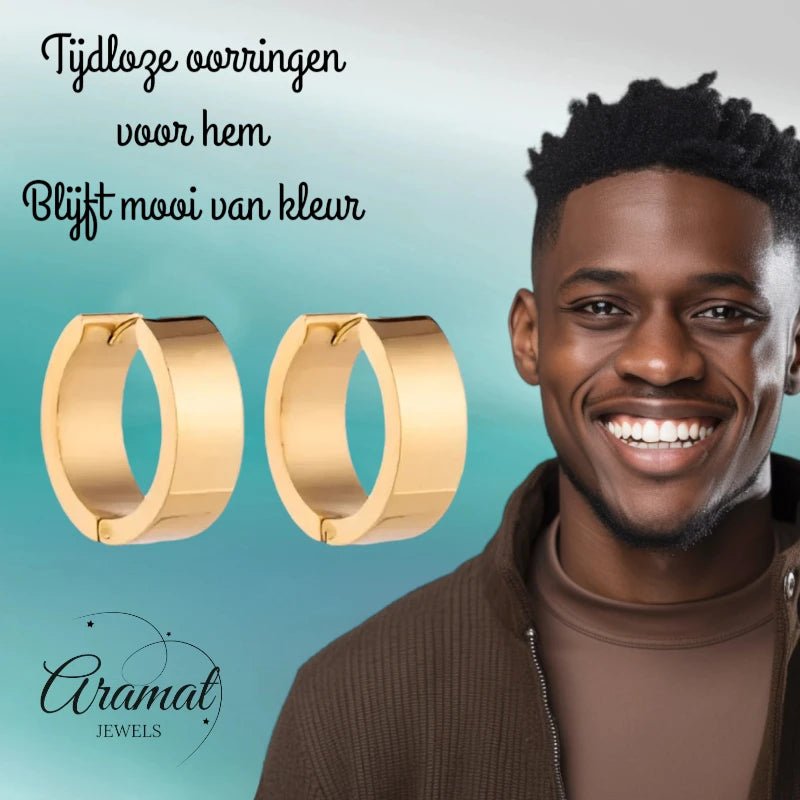 Oorringen – Staal Glad Goudkleurig (20mm) - Aramat Jewels - Oorringen - cadeautip