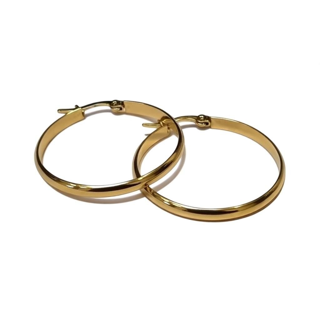 Oorringen – Staal Glad Goudkleurig (35mm) - Aramat Jewels - Oorringen - cadeautip