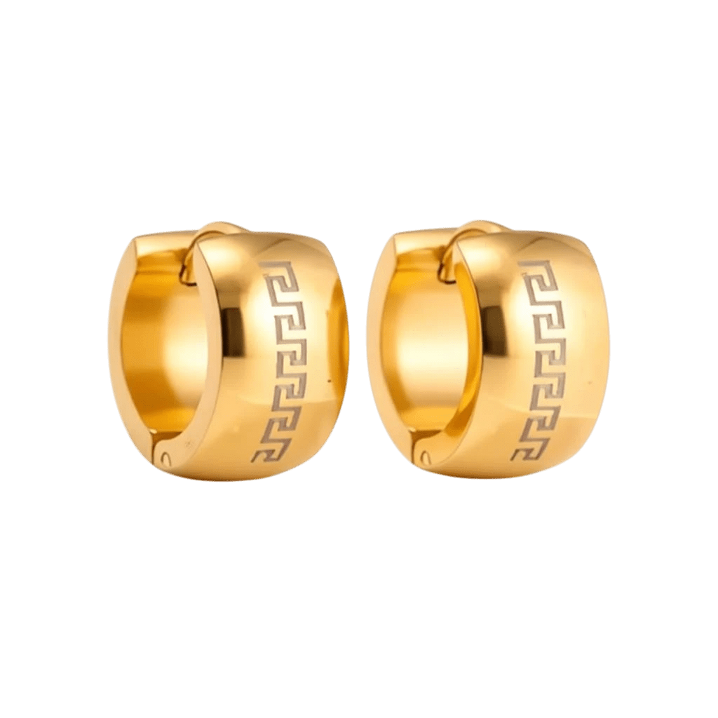 Oorringen – Staal Grieks Motief Goudkleurig (13mm) - Aramat Jewels - Oorringen - cadeautip