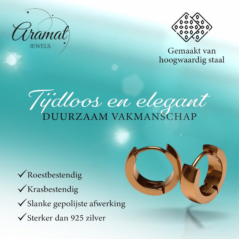 Oorringen – Staal Huggies Rosékleurig (14x4mm) - Aramat Jewels - Oorringen - cadeautip