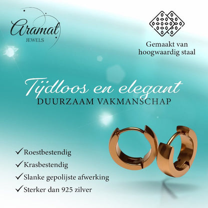 Oorringen – Staal Huggies Rosékleurig (14x4mm) - Aramat Jewels - Oorringen - cadeautip