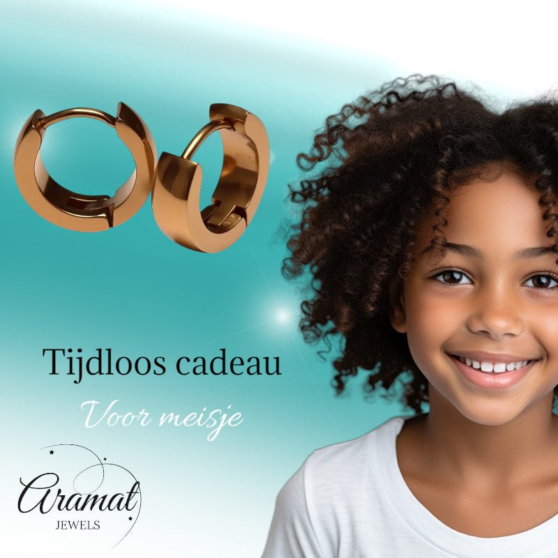 Oorringen – Staal Huggies Rosékleurig (14x4mm) - Aramat Jewels - Oorringen - cadeautip