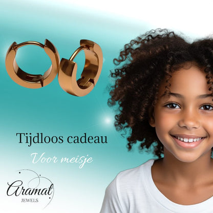 Oorringen – Staal Huggies Rosékleurig (14x4mm) - Aramat Jewels - Oorringen - cadeautip