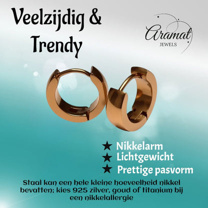 Oorringen – Staal Huggies Rosékleurig (14x4mm) - Aramat Jewels - Oorringen - cadeautip