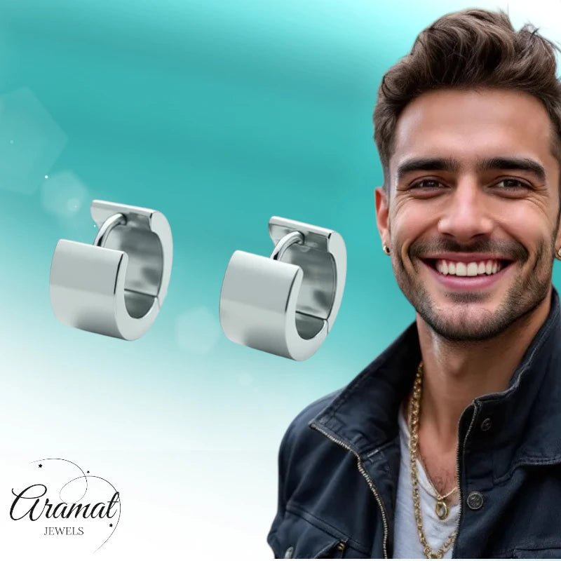 Oorringen – Staal Huggies Zilverkleurig (16x7mm) - Aramat Jewels - Oorringen - cadeautip