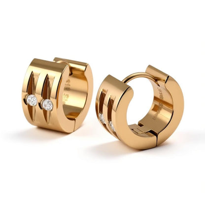 Oorringen – Staal Huggies Zirkonia Roségoudkleurig (13mm) - Aramat Jewels - Oorringen - cadeautip