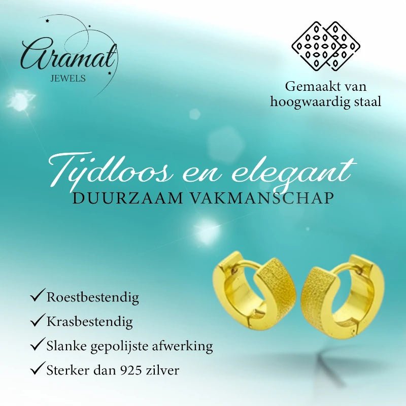 Oorringen – Staal Sandblasted Goudkleurig (11mm) - Aramat Jewels - Oorringen - cadeautip