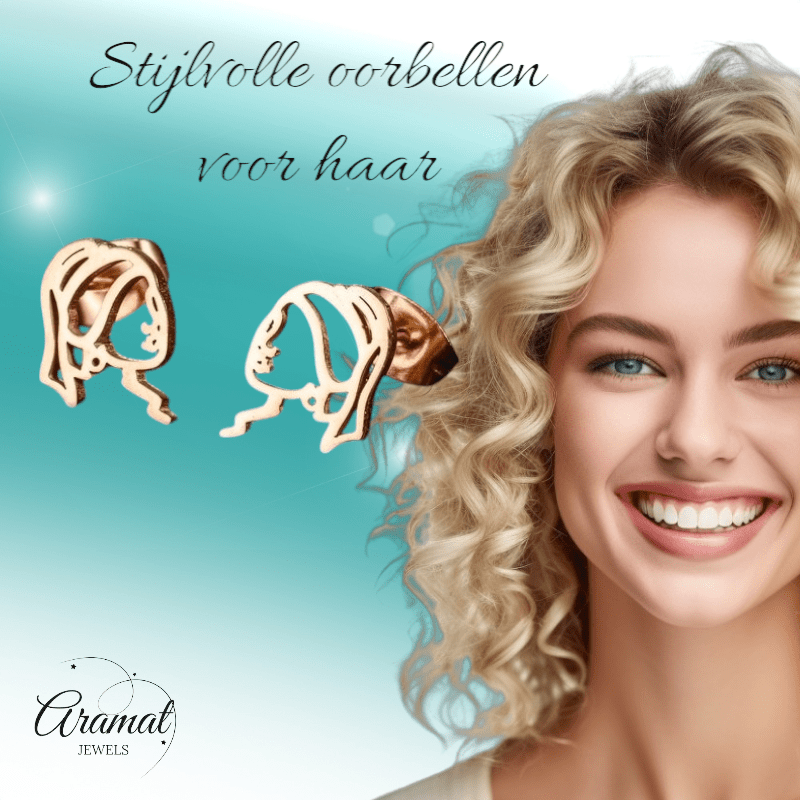 Oorstekers Meisje met de Parel – Rosékleurig RVS - oor6392 - 638456 - Oorbellen kopen# - 12mm - alles - cadeau